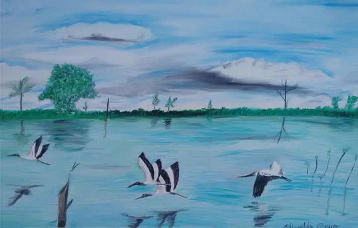 Pintura intitulada "lagoa.jpg" por Edivaldo Cruz, Obras de arte originais, Óleo
