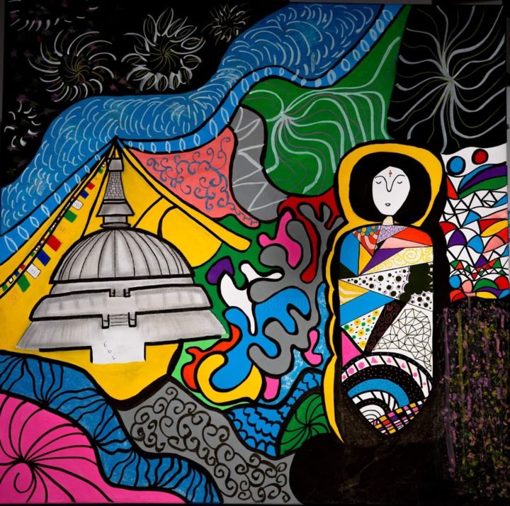 Картина под названием "Spirituale Templum" - Emilie D'Andréa, Подлинное произведение искусства, Акрил