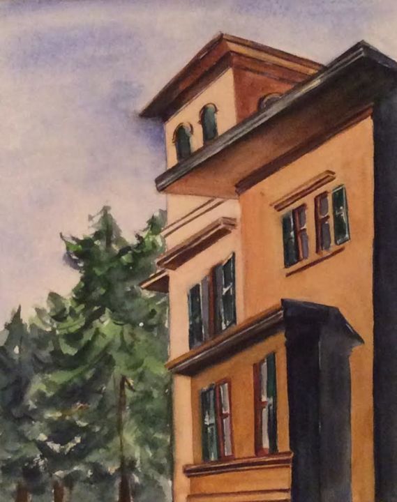 Painting titled "Boston" by Massoudeh Edmond, Original Art, Watercolor
