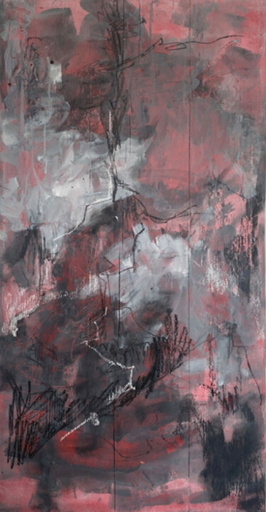 Malerei mit dem Titel "Wut" von Edna Ressel, Original-Kunstwerk, Acryl Auf Holzplatte montiert