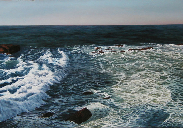 Painting titled "biarritz" by Edna Schonblum, Original Artwork, Oil