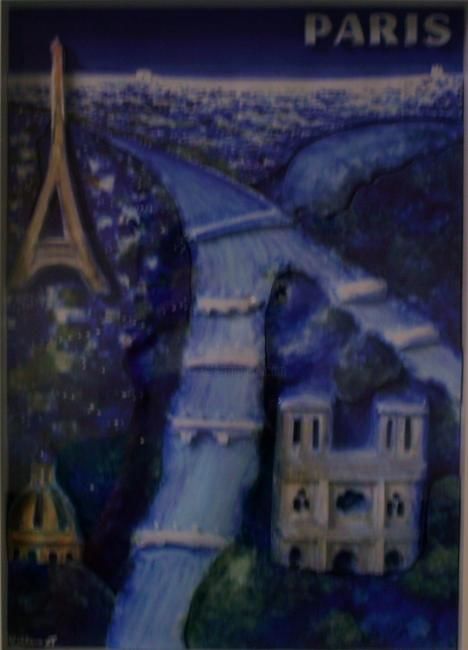 Pintura intitulada "Paris" por Edna Bomfim, Obras de arte originais