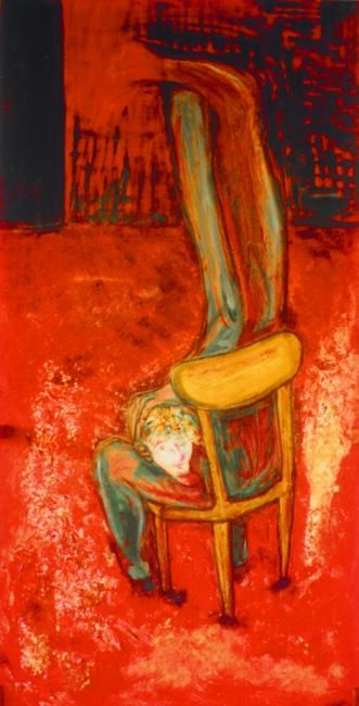 Painting titled "La silla" by Edna Cantoral Acosta, Original Artwork