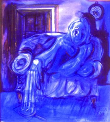 Painting titled "Azul espejo" by Edna Cantoral Acosta, Original Artwork