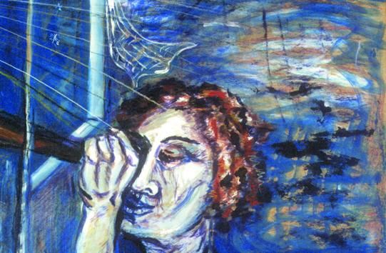 Pintura titulada "Del cielo en que me…" por Edna Cantoral Acosta, Obra de arte original