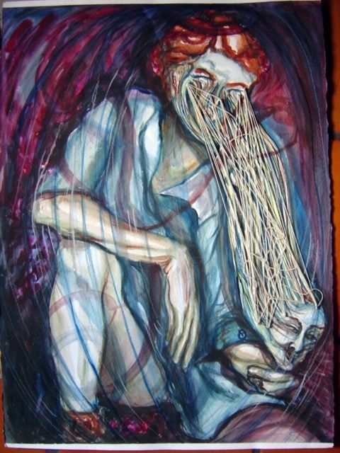 Painting titled "Quién" by Edna Cantoral Acosta, Original Artwork