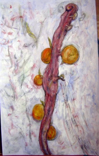 Pintura titulada "Canción Naranja" por Edna Cantoral Acosta, Obra de arte original