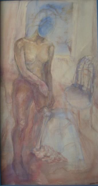 Schilderij getiteld "Desvestirme" door Edna Cantoral Acosta, Origineel Kunstwerk