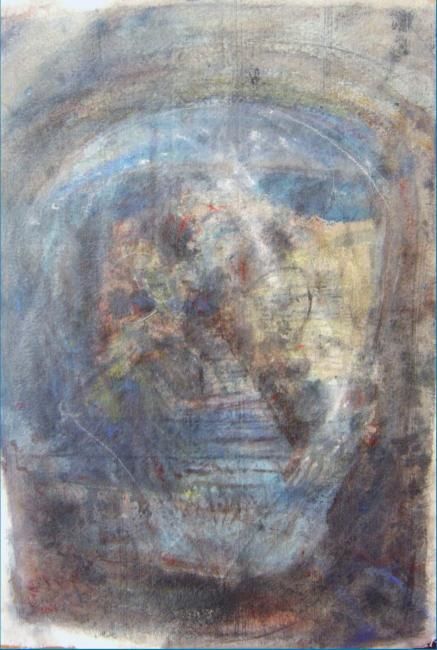 Pintura titulada "Túnel azul" por Edna Cantoral Acosta, Obra de arte original