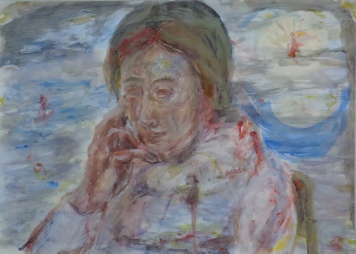 Pintura titulada "A-la-mar" por Edna Cantoral Acosta, Obra de arte original