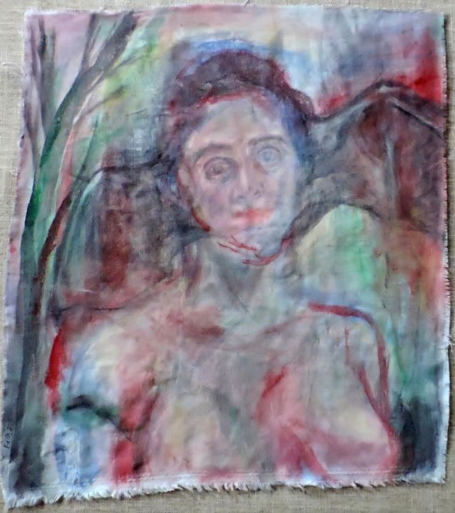 Painting titled "Dama" by Edna Cantoral Acosta, Original Artwork