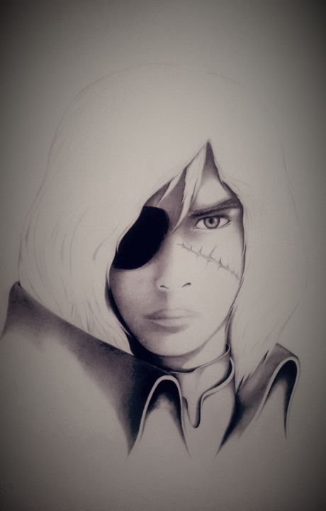 Disegno intitolato "Harlock...(per gli…" da Edoardo Lima, Opera d'arte originale, Biro