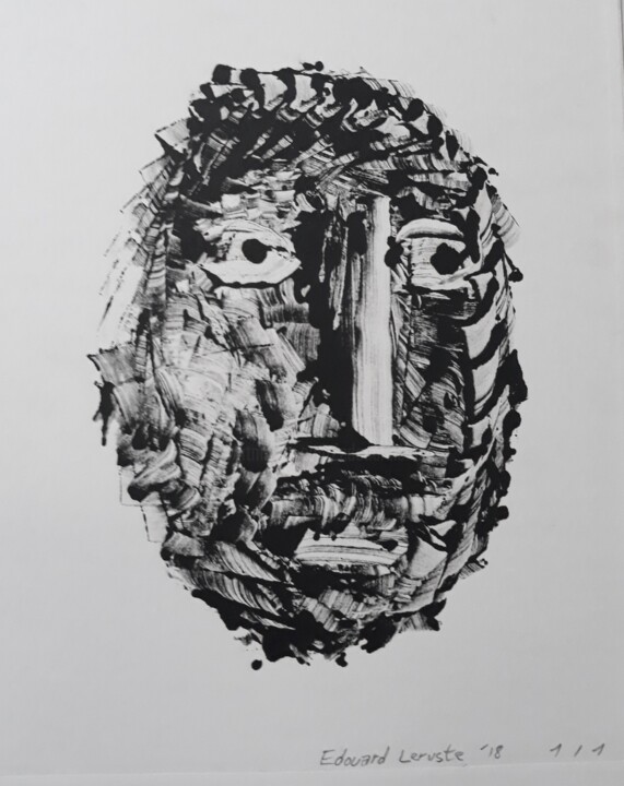 Gravures & estampes intitulée "Face" par Edouard Leruste, Œuvre d'art originale, Monotype