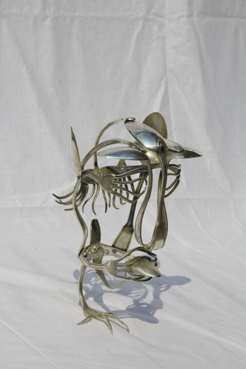 Sculpture titled "Silverman" by Edouard Leruste, Original Artwork, Metals