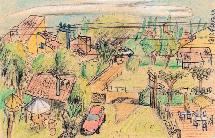 Drawing titled "Ibiraquera / Vue de…" by Edouard Leruste, Original Artwork