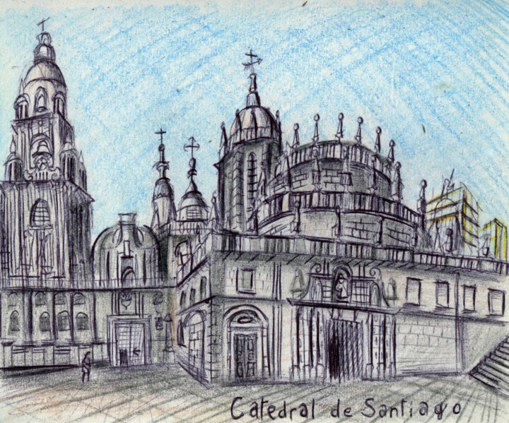 Painting titled "Catedral de Santiag…" by Edouard Leruste, Original Artwork, Other
