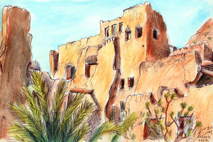 Painting titled "Kasbah Erer" by Edouard Leruste, Original Artwork, Other