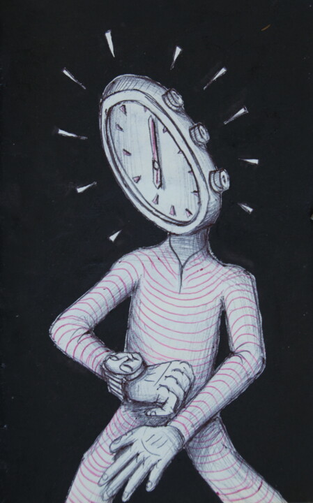 Drawing titled "Timeless Man" by Edouard Leruste, Original Artwork, Ballpoint pen