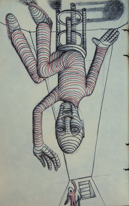 Drawing titled "Antigravity" by Edouard Leruste, Original Artwork, Ballpoint pen