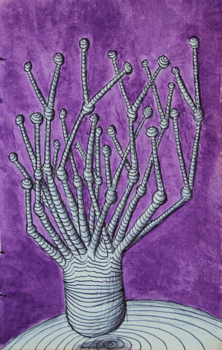 Drawing titled "arbre mécanique" by Edouard Leruste, Original Artwork, Ballpoint pen