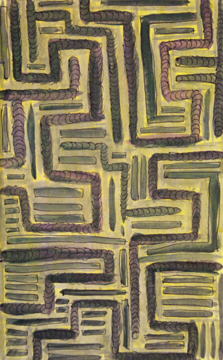 Dessin intitulée "le labyrinthe" par Edouard Leruste, Œuvre d'art originale, Stylo à bille