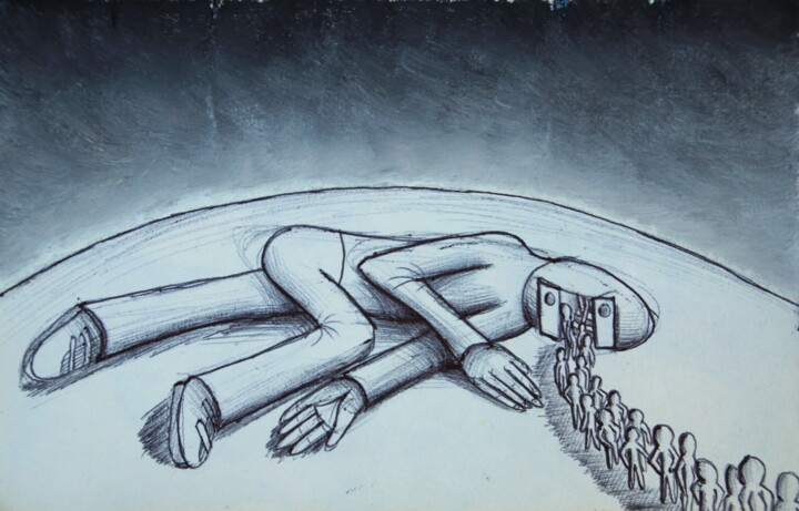 Desenho intitulada "Pensées correctes e…" por Edouard Leruste, Obras de arte originais, Canetac de aerossol