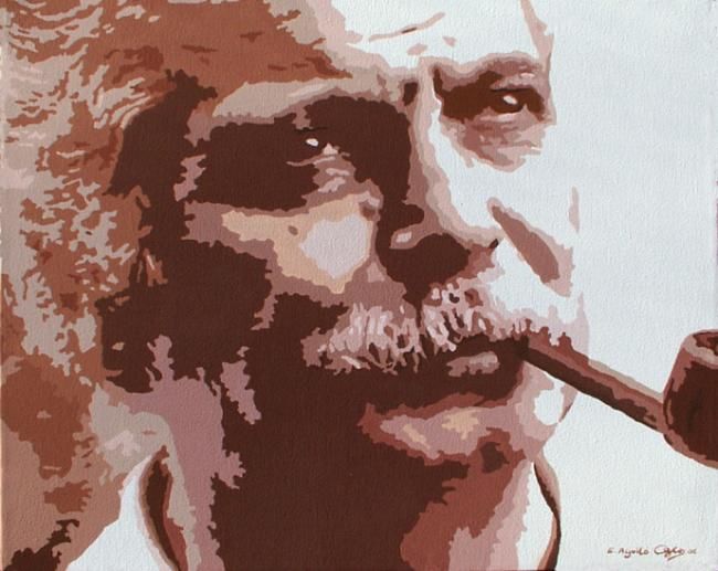 Painting titled "GEORGES  BRASSENS" by Edouard Aguilo, Original Artwork, Acrylic