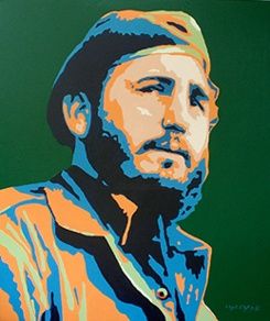 Painting titled "CUBA Y FIDEL CASTRO" by Edouard Aguilo, Original Artwork