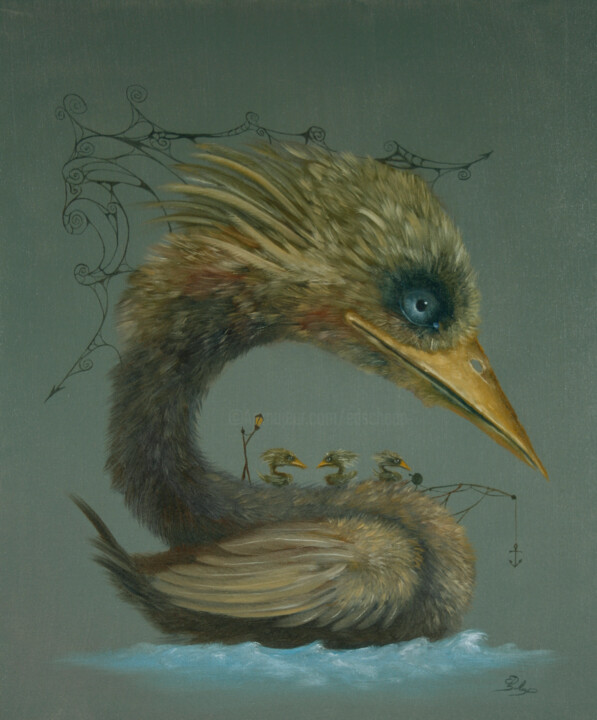 Schilderij getiteld "Nightingale.jpg" door Ed Schaap, Origineel Kunstwerk, Olie
