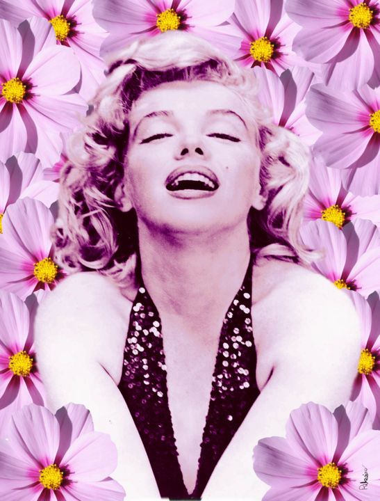 Digital Arts titled "Marilyn Flower" by Edson Ribeiro De Lima, Original Artwork, Digital Painting