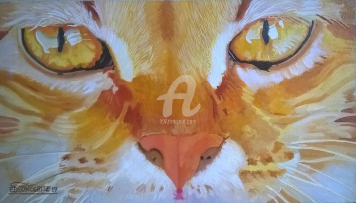 Pintura intitulada "GATO" por Edson C.Grise, Obras de arte originais, Óleo