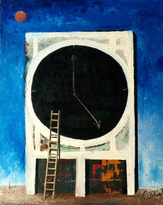 Peinture intitulée "Reloj" par Eduard Diaz, Œuvre d'art originale, Huile Monté sur Châssis en bois