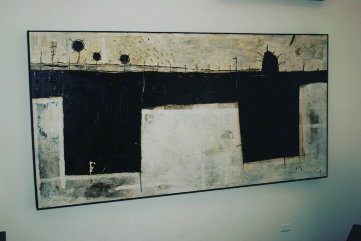 Painting titled "Puente Negro" by Eduard Diaz, Original Artwork, Enamel
