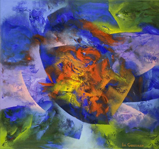 Картина под названием "Purple Landscape" - Eduard Grossman, Подлинное произведение искусства