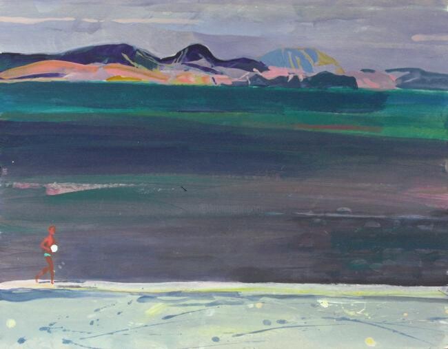 Painting titled "boy and sea" by Eduard Kulish, Original Artwork