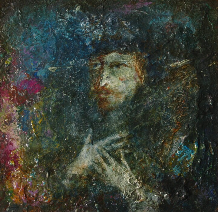 Картина под названием "Portrait of red man" - Eduard Kulish, Подлинное произведение искусства, Масло