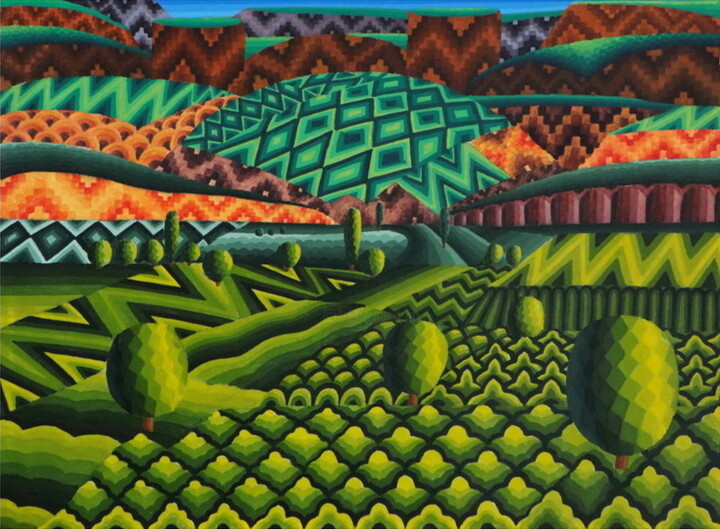 Painting titled "Landscape" by Eduard Nersisyan, Original Artwork, Gouache