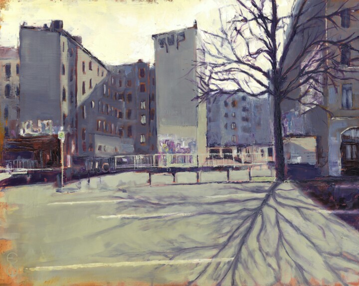 Картина под названием "BERLIN_21_02" - Eduard Warkentin, Подлинное произведение искусства, Масло Установлен на Деревянная ра…
