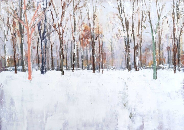 Pintura intitulada "Winter im Park" por Eduard Warkentin, Obras de arte originais, Óleo