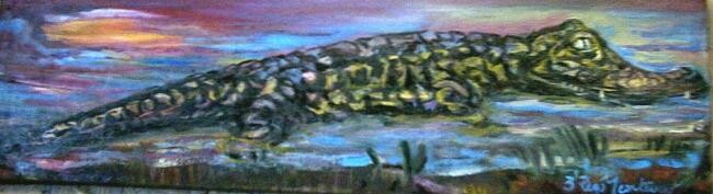 Painting titled "crocodile jaune men…" by Eduardo Antonio Arêas Rêgo Monteiro, Original Artwork
