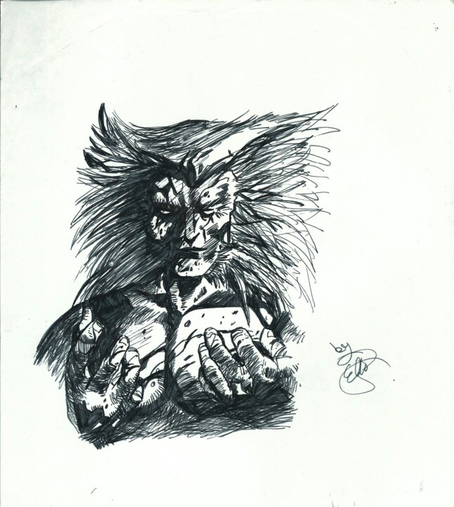 Desenho intitulada "X-MEN UNCANNY MARVE…" por Eduardo Bustos Segovia, Obras de arte originais, Tinta Montado em Cartão