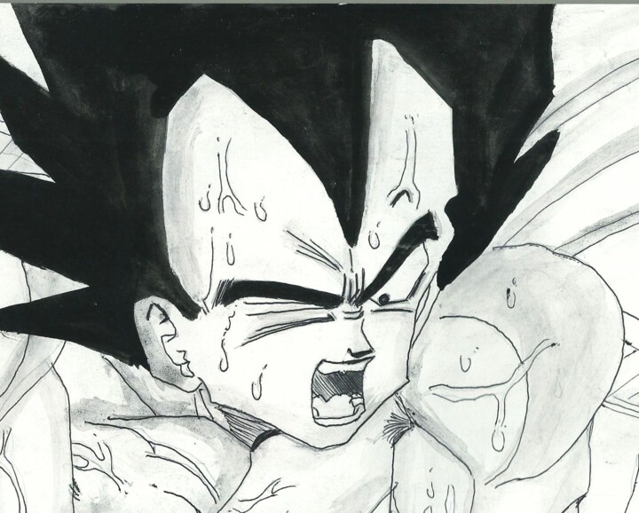 Goku Black Vegeta desenho linha artística, dragon ball preto e
