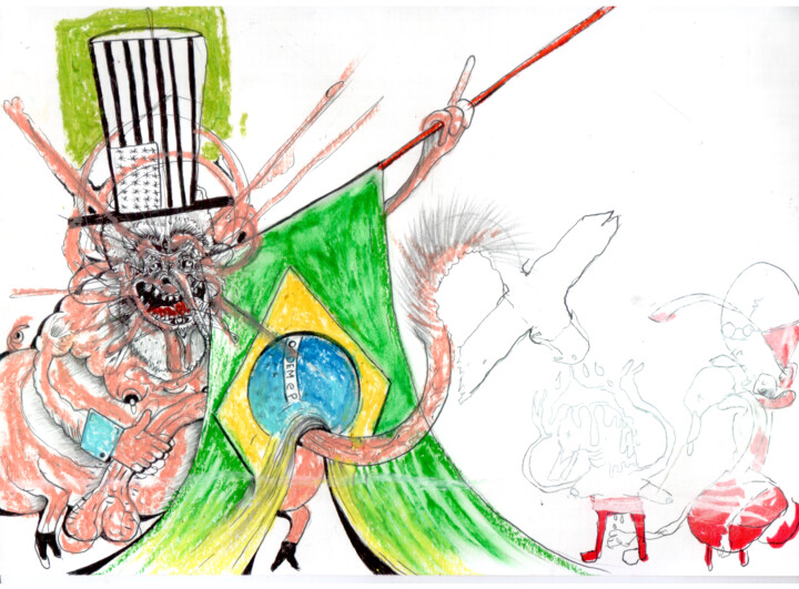 Disegno intitolato "Amérikkklatina" da Eduardo González Tripp, Opera d'arte originale, Inchiostro