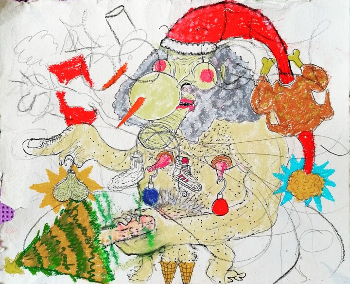 Drawing titled "Santa" by Eduardo González Tripp, Original Artwork, Pastel