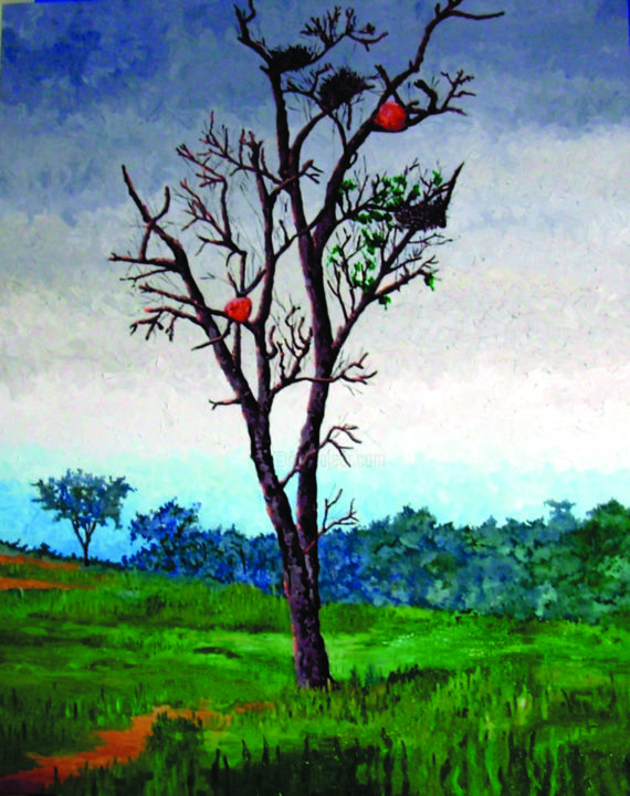 Pintura intitulada "arvore-da-vida" por Eduardo Machado, Obras de arte originais, Óleo