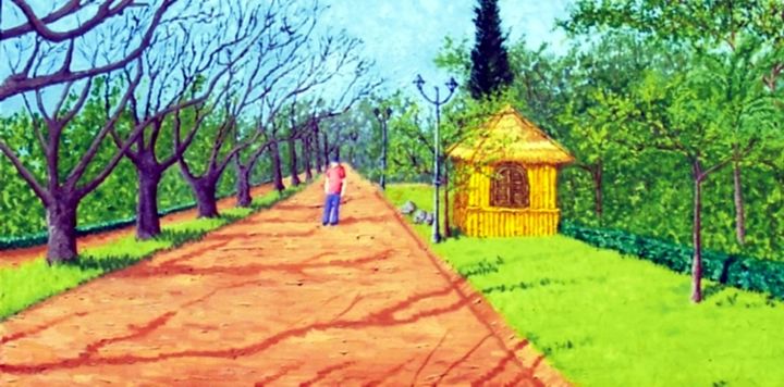 Pintura intitulada "caminho-de-caxambu" por Eduardo Machado, Obras de arte originais, Óleo