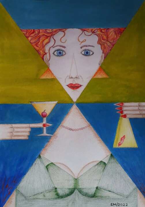 Pintura titulada "Retrato de Hanna -…" por Eduardo Machado, Obra de arte original, Oleo Montado en Vidrio