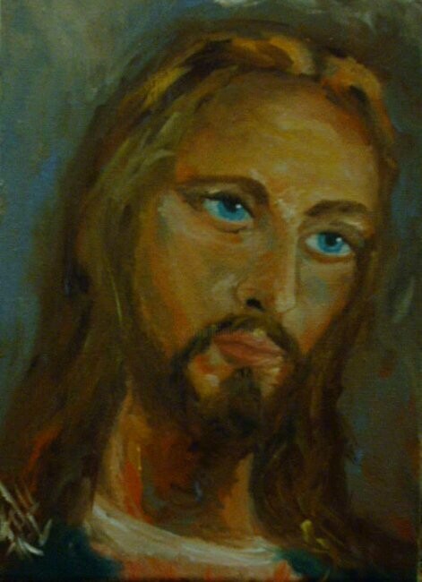 Painting titled "Cristo" by Eduardo Ribeiro Costa Edu Rico, Original Artwork