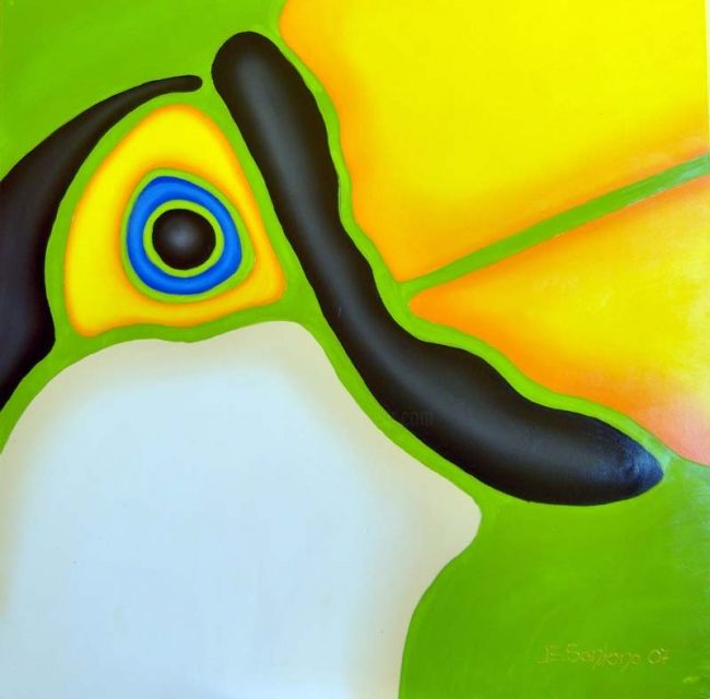 Painting titled "tucano2" by J E Santana, Original Artwork