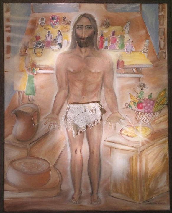 Painting titled "A Sopa de Jesus" by Eduardo Lima, Original Artwork, Oil